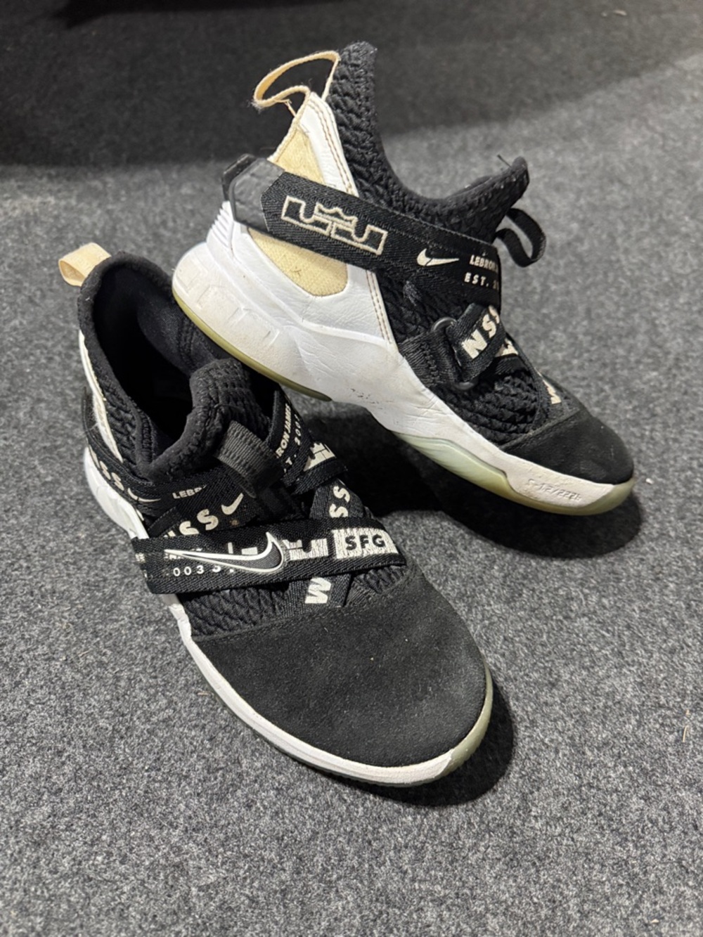 Nike Kids Black, White & Tan Slip-On Sneakers with Strap